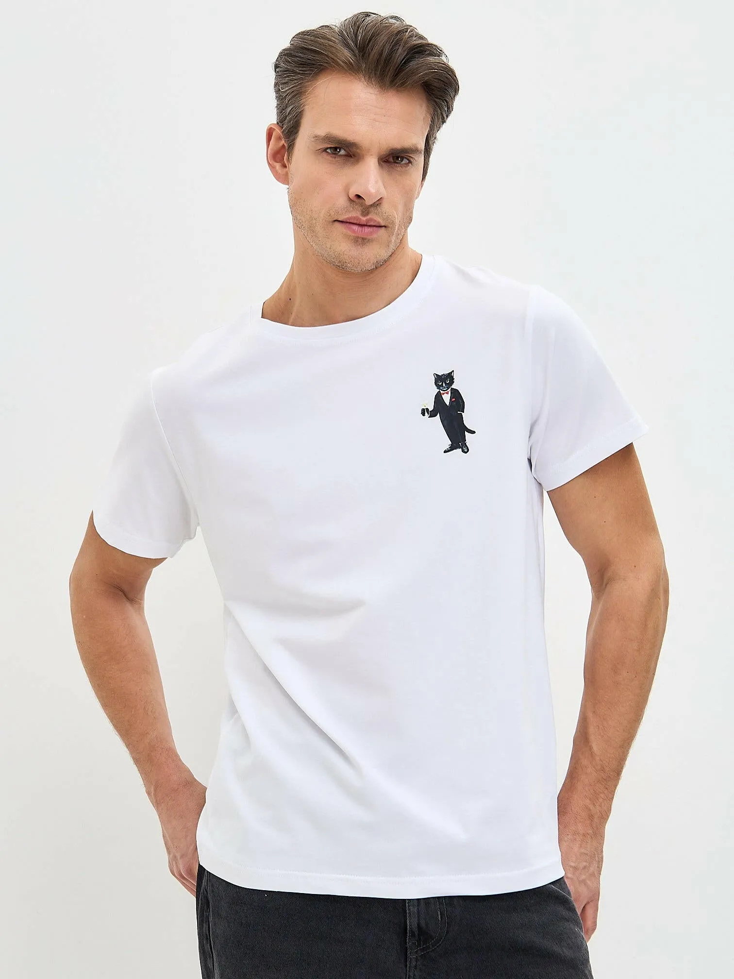 White Printed T-shirt DANDY CAT