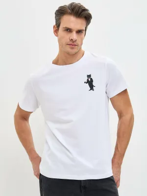 White Printed T-shirt DANDY CAT