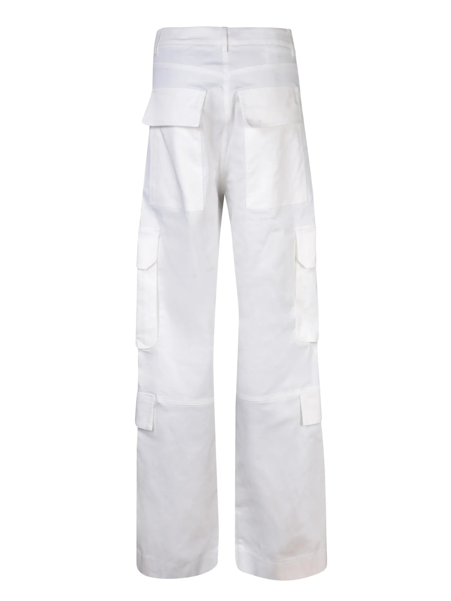 White Stretch Drill Cargo Trousers