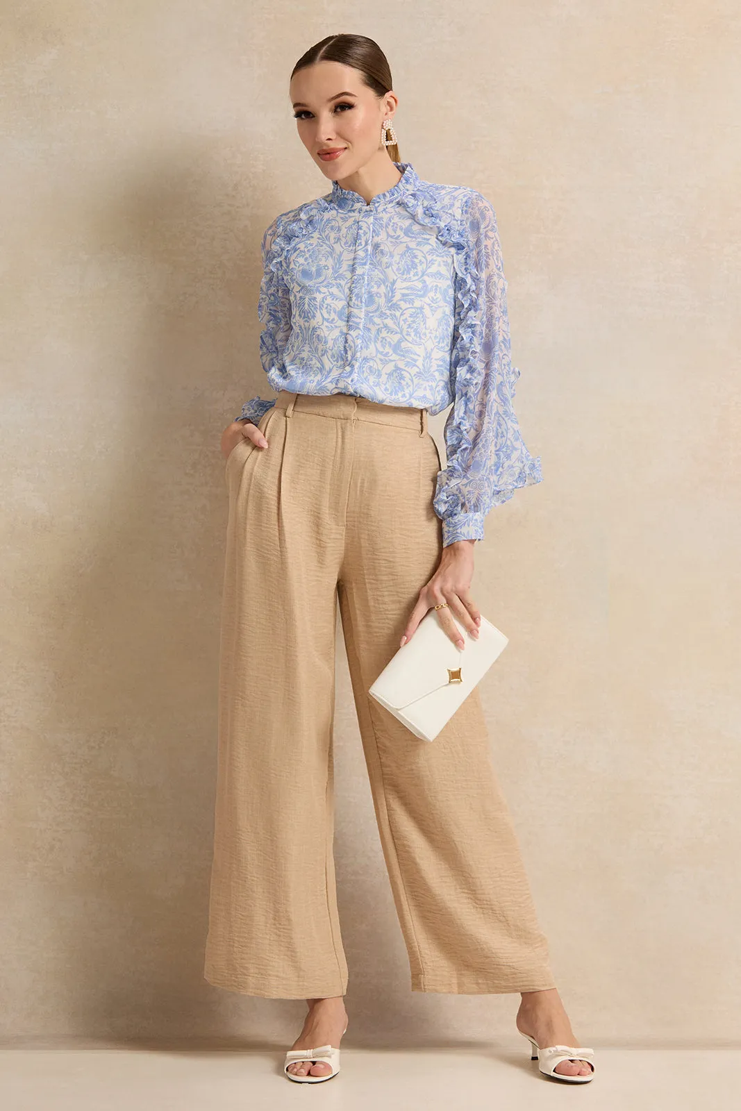 Women Beige Straight Fit Trousers