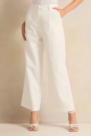 Women Ivory Straight Fit Trousers