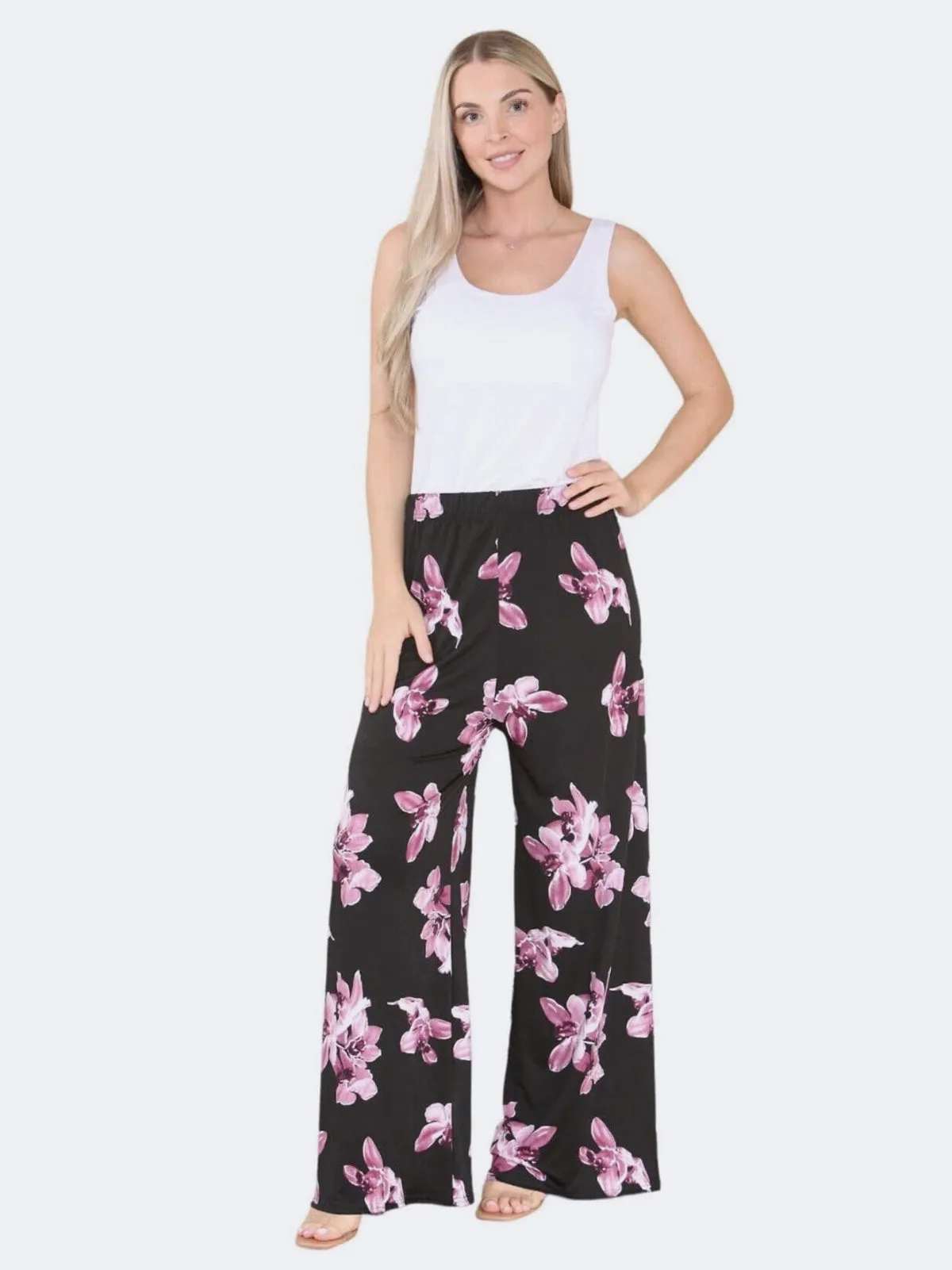 Women's Floral Paisley Print Wide Leg Palazzo Trousers